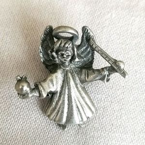 Pewter tone TEACHER ANGEL lapel pin